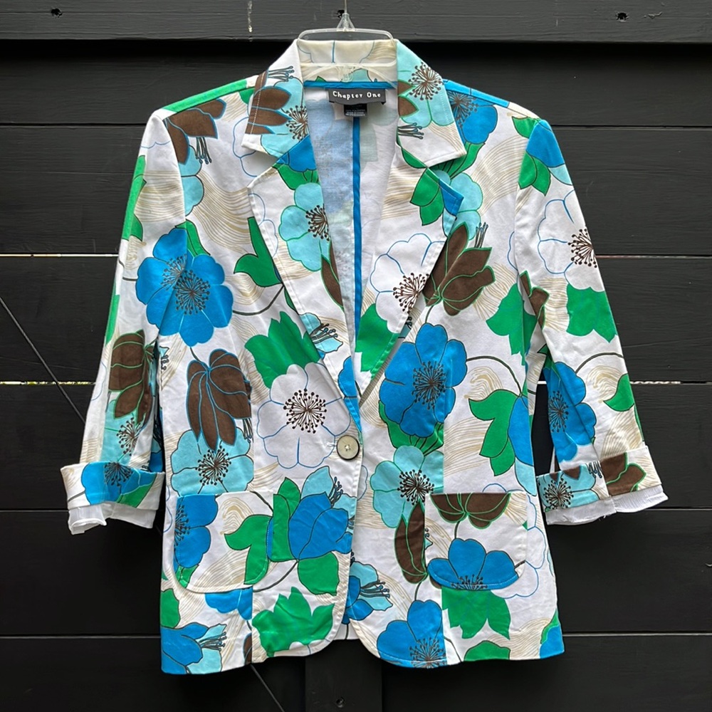Chapter One Cotton Flowered Crop Jacket Size 10